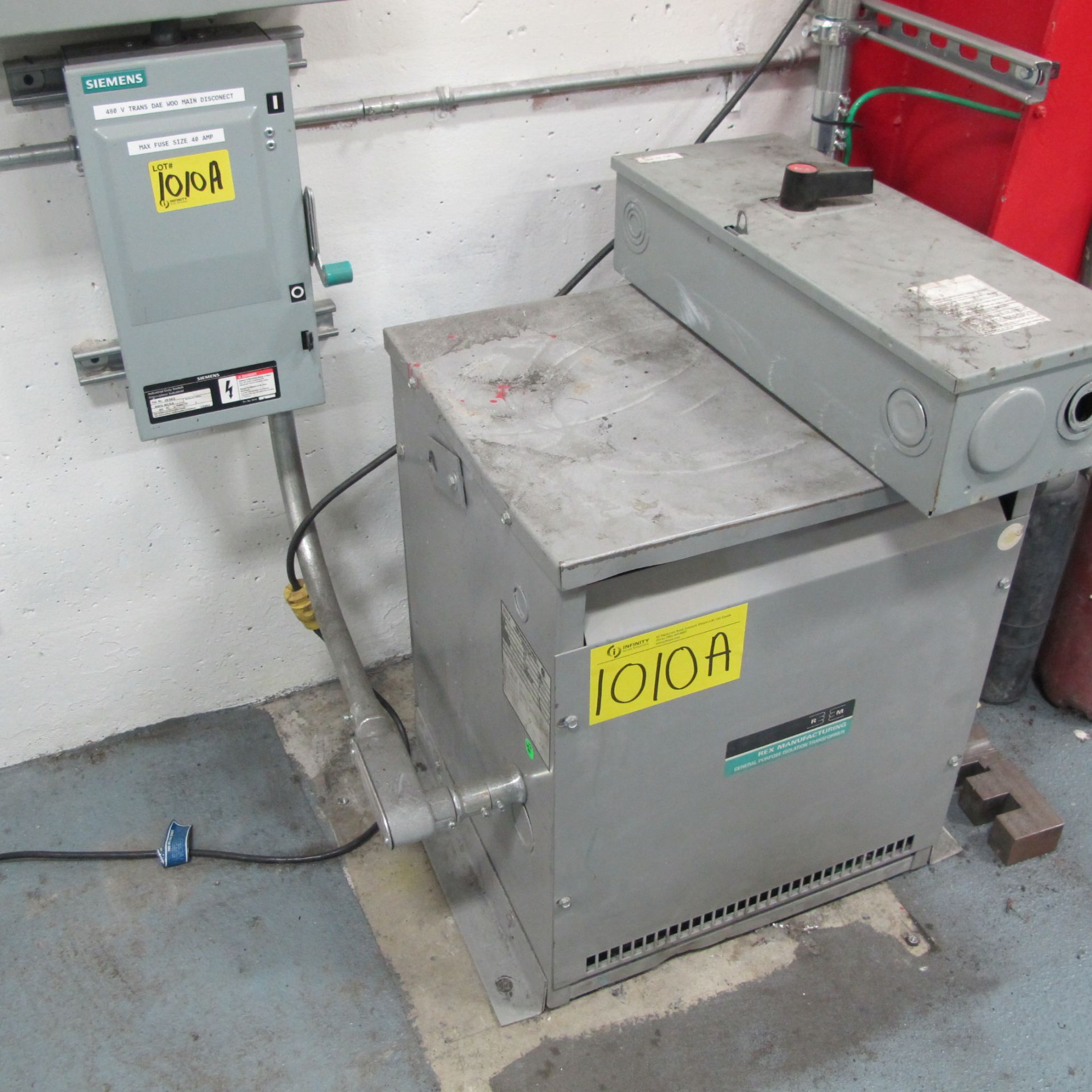 REX MANUFACTURING TRANSFORMER W/ SIEMENS SWITCH (FOR LOT 1010)