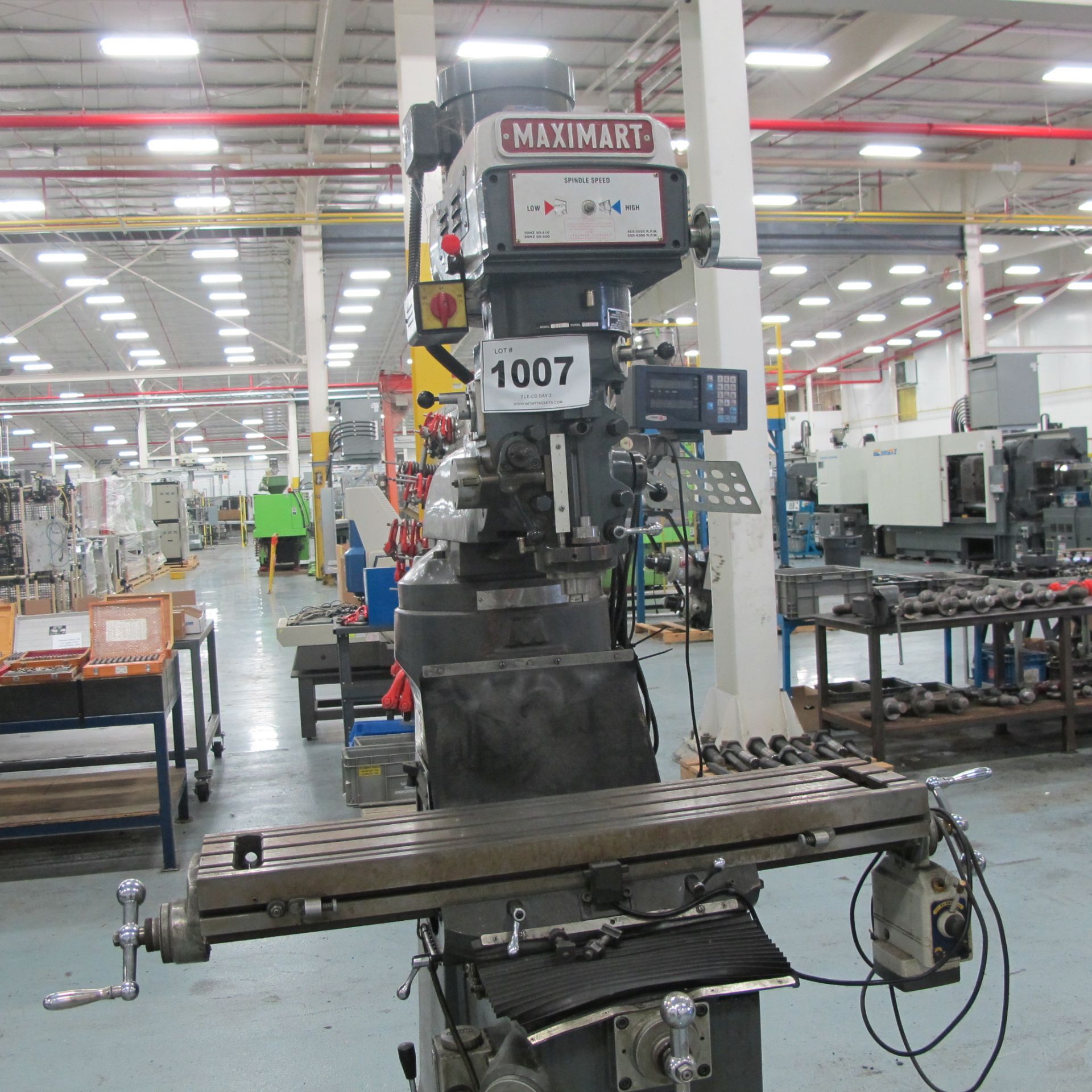 2003 2HP MAXIMART 2VS VERTICAL MILLING MACHINE, FAGOR DRO, S/N: 021538, ALIGN AL5005 POWER TABLE, 9" - Image 4 of 4