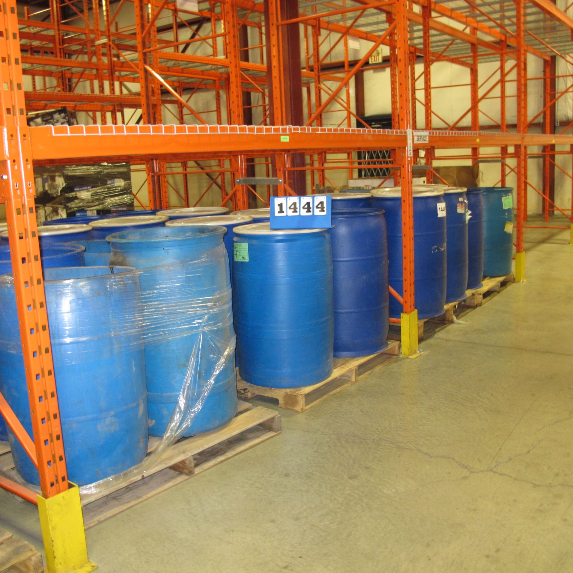 LOT OF PLASTIC BARRELS (7) PALLETS - IN WAREHOUSE