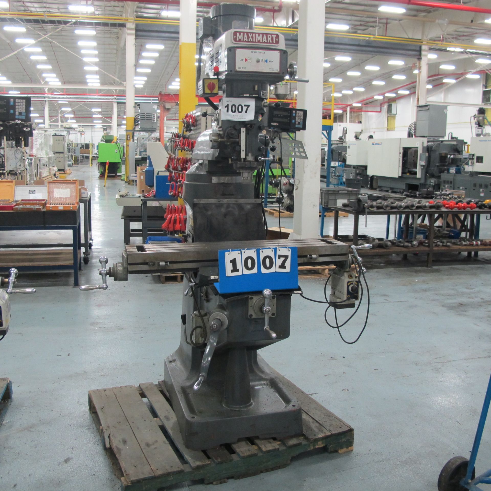 2003 2HP MAXIMART 2VS VERTICAL MILLING MACHINE, FAGOR DRO, S/N: 021538, ALIGN AL5005 POWER TABLE, 9"