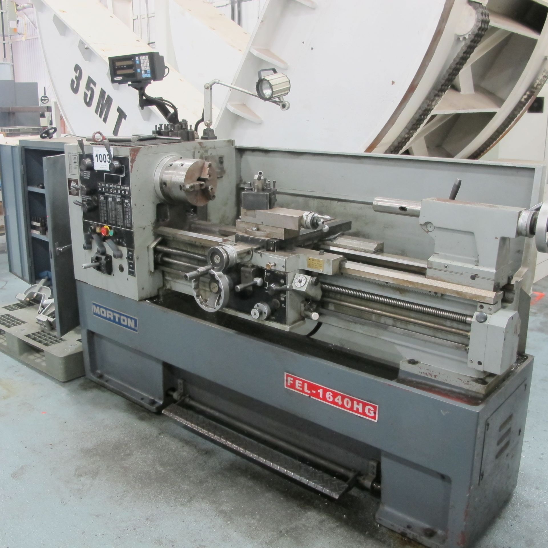 2003 MORTON FEL-1640HG ENGINE LATHE, FAGOR DRO, 3 JAW CHUCK, TAILSTOCK, TOOL POST S/N: 1640208641 - Image 8 of 8