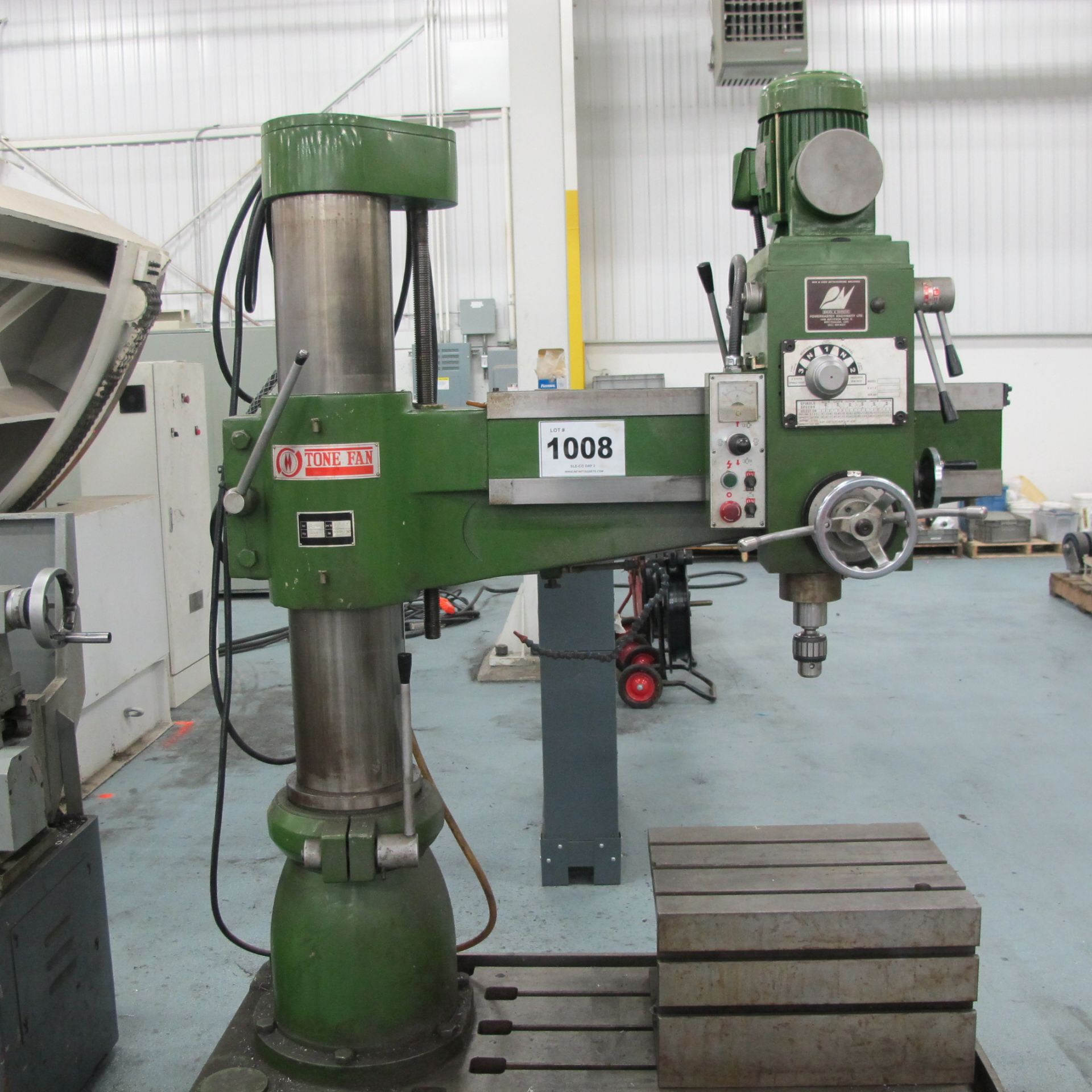 2002 TONE FAN RD-900, 3' RADIAL ARM DRILL, S/N: 3827 WITH BOX TABLE, 88 TO 1500 RPM, 2 1/12" - Image 5 of 5