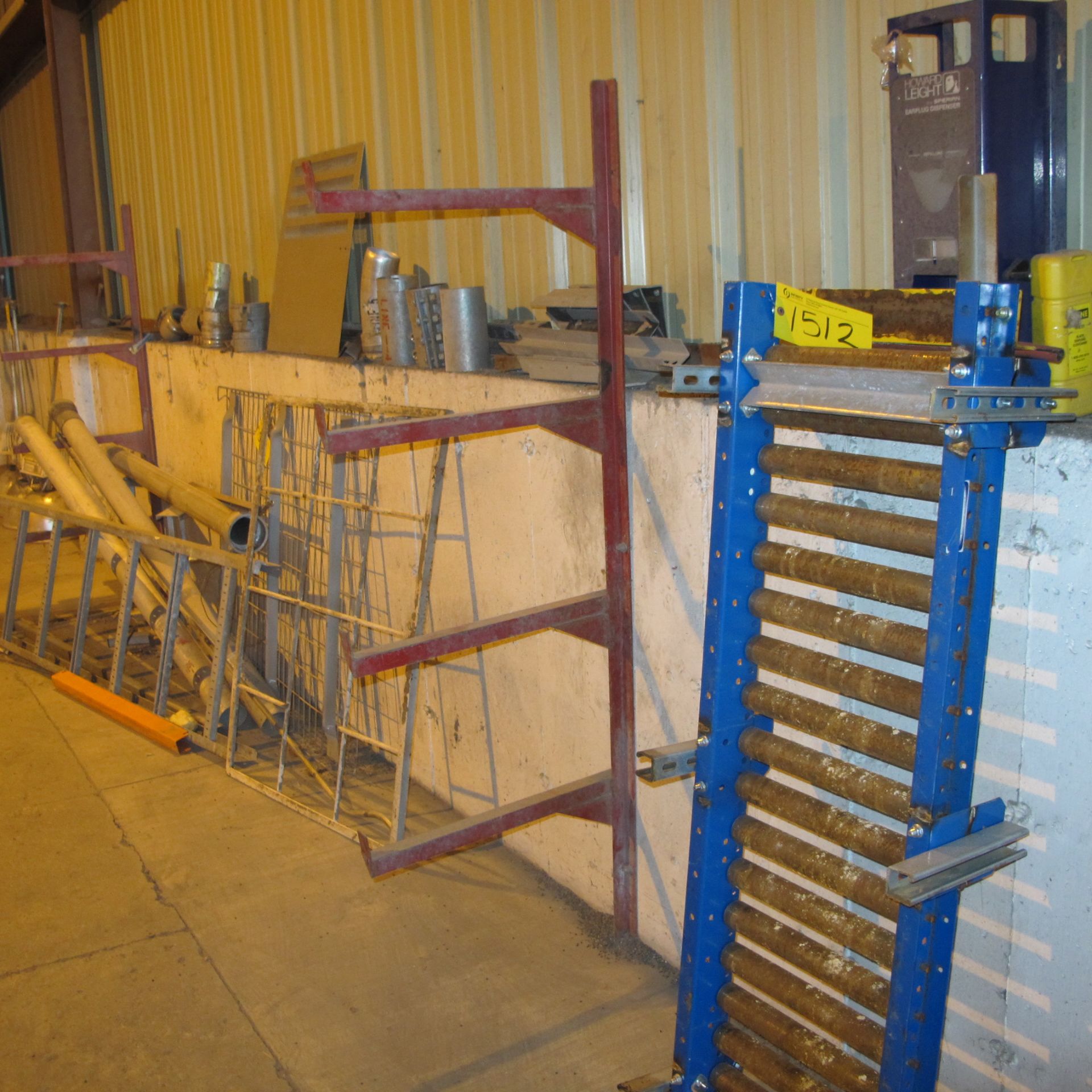LOT OF FILTER CAGES, STANDS, CRATES, LAMPS AND METAL PARTS - ALONG WEST WALL