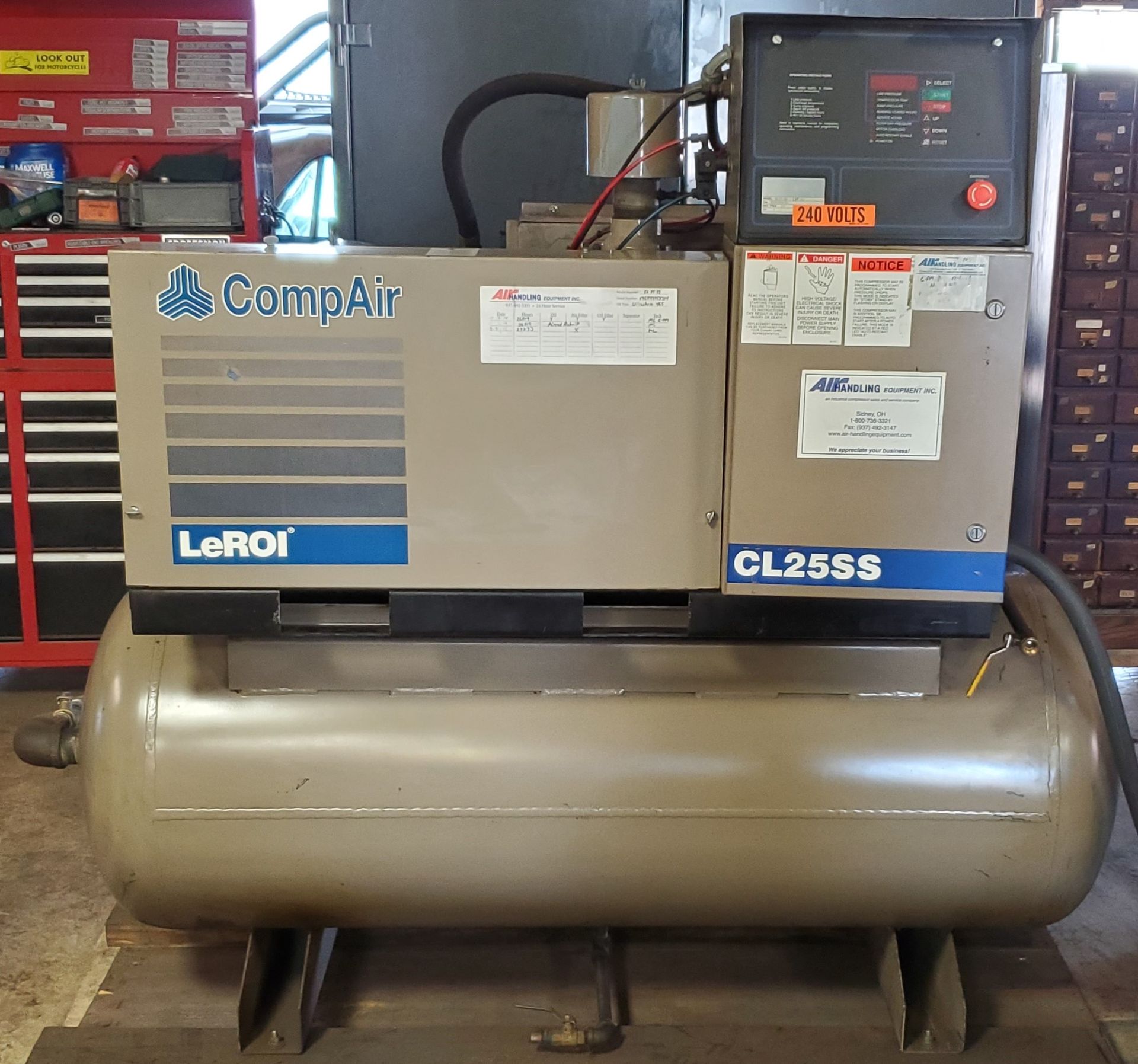 LeROI Rotary Screw Air Compressor Model CL25SS, s/n V9C84395X314, 25 hp, Max. Pressure 125 psi,