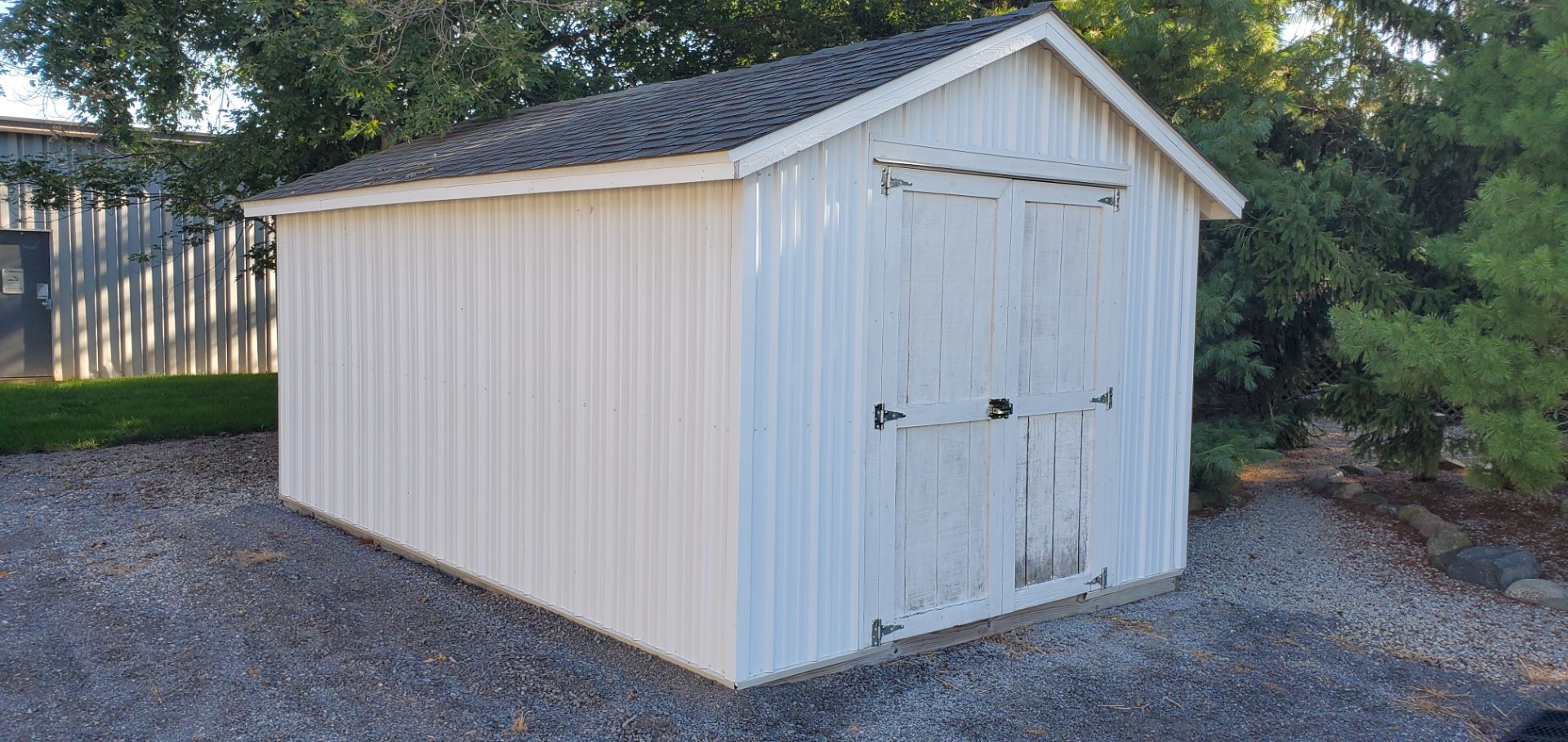 Portable Storage Building, 10’x 16’ x 9' H, Wall Height 6'3", 5' Door, Sheet Metal Exterior (Offsite