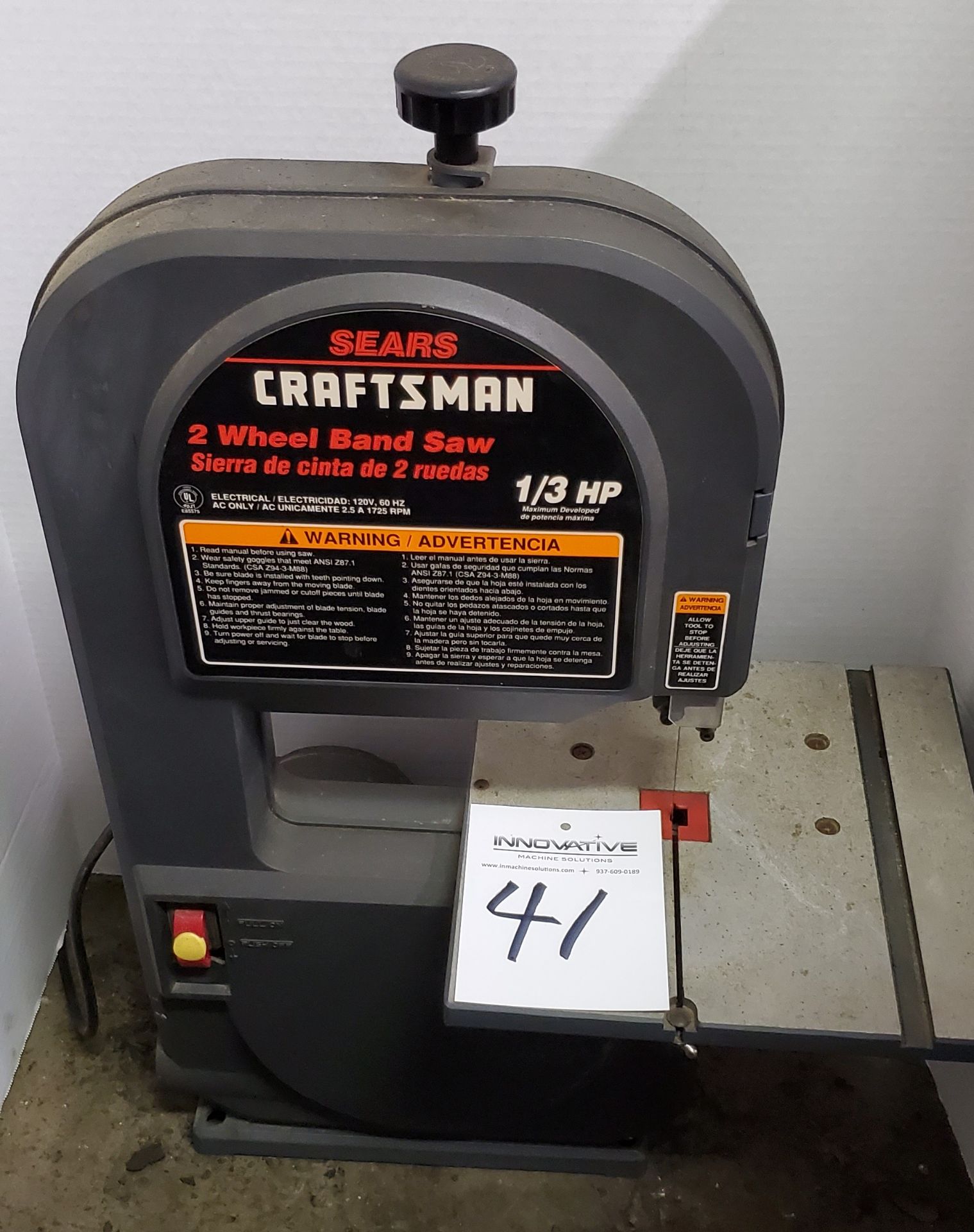 Craftsman 9" Bandsaw, 11 1/2" Square Table, 110v, 1 Ph