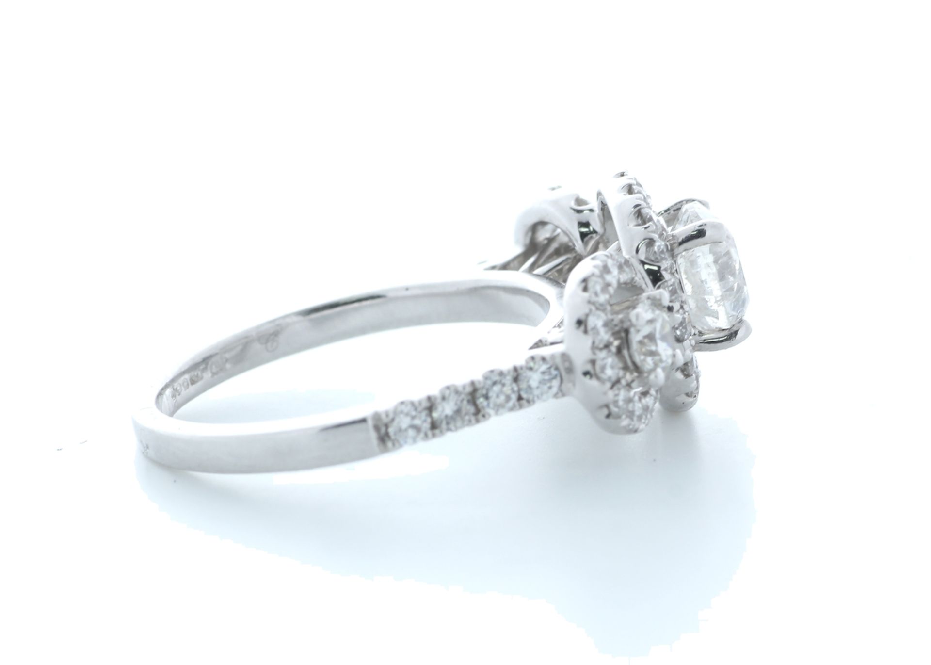 18ct White Gold Three Stone Halo Set Diamond Ring 1.91 Carats - Valued by IDI £27,500.00 - 18ct - Image 4 of 5