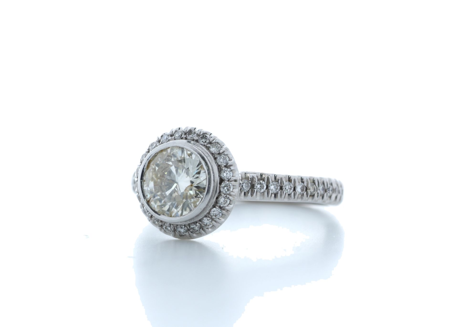 18ct White Gold Single Stone With Halo Setting Ring 1.39 Carats - Valued by IDI £7,500.00 - 18ct - Image 2 of 5