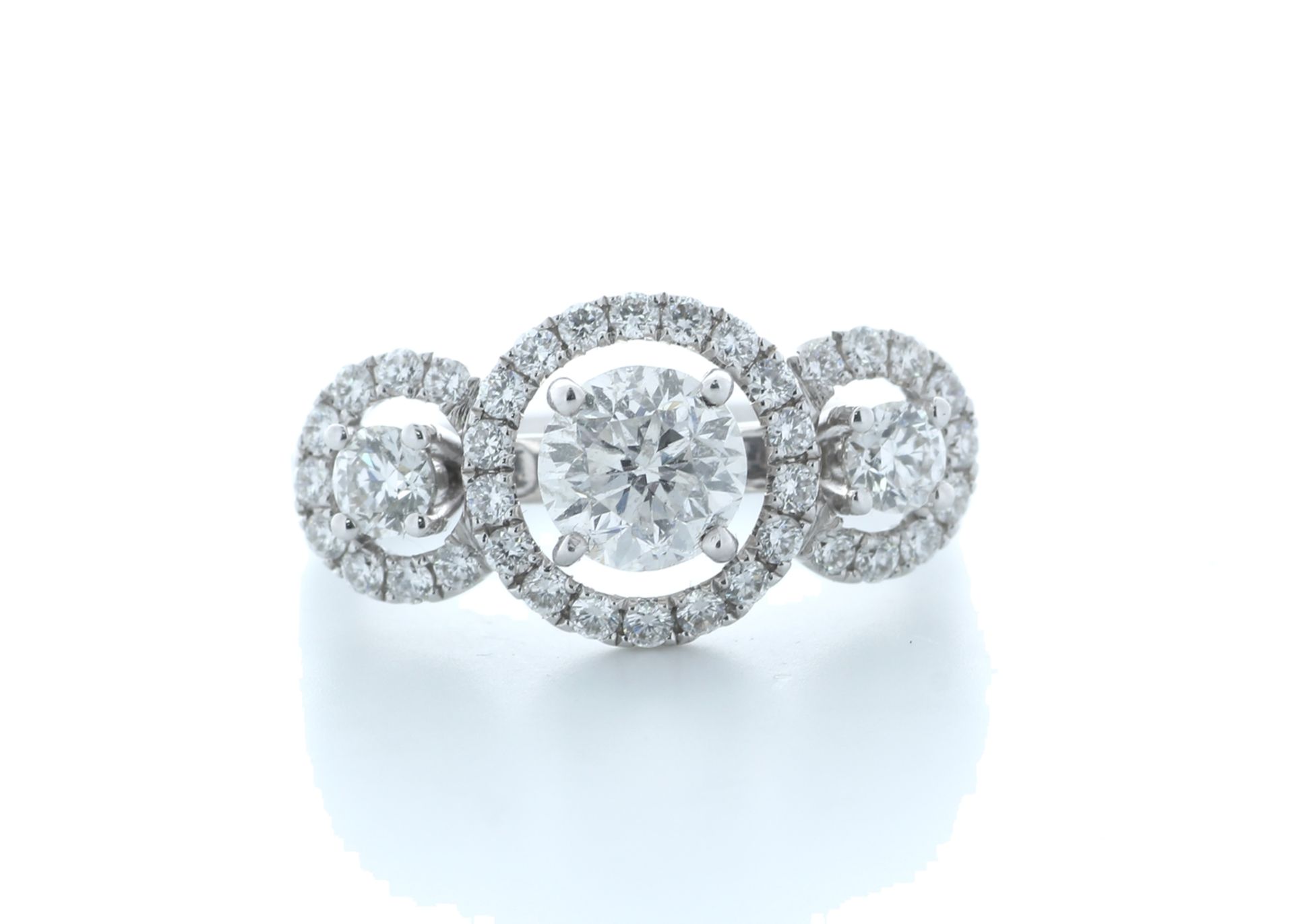 18ct White Gold Three Stone Halo Set Diamond Ring 1.91 Carats - Valued by IDI £27,500.00 - 18ct