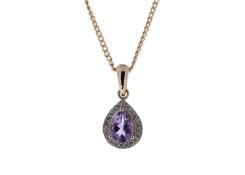 9ct Rose Gold Amethyst And Diamond Pendant 0.11 Ca