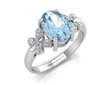 9ct White Gold Diamond And Blue Topaz Ring 0.03 Ca