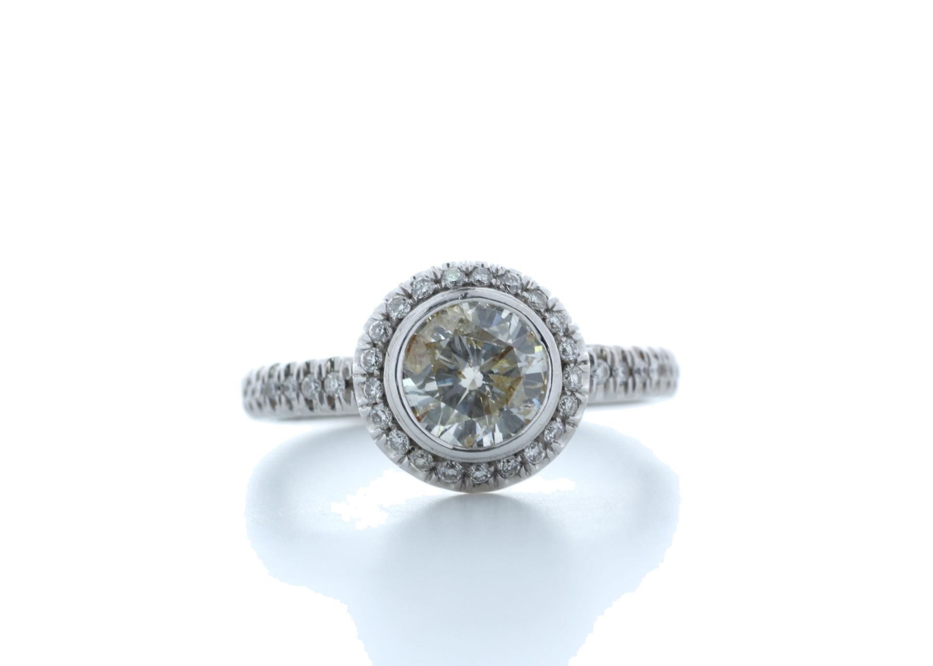 18ct White Gold Single Stone With Halo Setting Ring 1.39 Carats - Valued by IDI £7,500.00 - 18ct