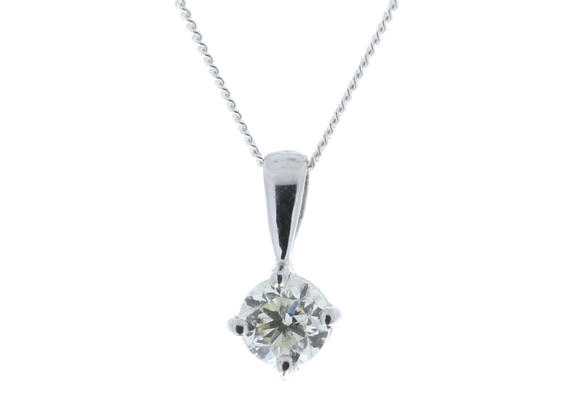 18ct White Gold Single Stone Four Claw Set Diamond Pendant 0.50 Carats - Valued by GIE £10,548.