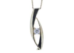 9ct Single Stone Claw Set Diamond Pendant 0.18 Car