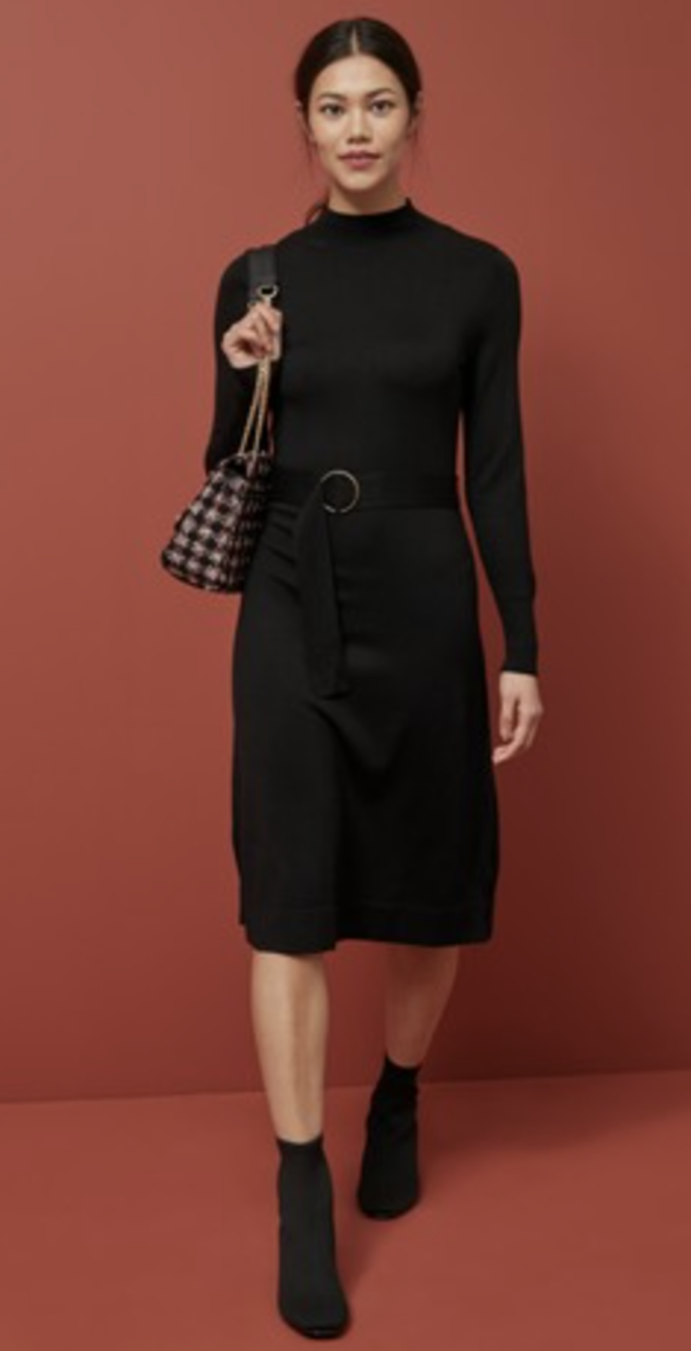 BRAND NEW - NEXT - Black Belted Funnel Neck Jumper Dress SIZE 10 RRP £28