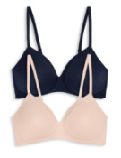 BRAND NEW - NEXT - Navy/Nude Daisy Lightly Padded Non Wire Full Cup Bras Two Pack SIZE 36D RRP £10