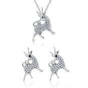 BRAND NEW LADIES MATCHING NECKLACE AND EARRING SET, SET WITH CLEAR CRYSTAL STONES (17)
