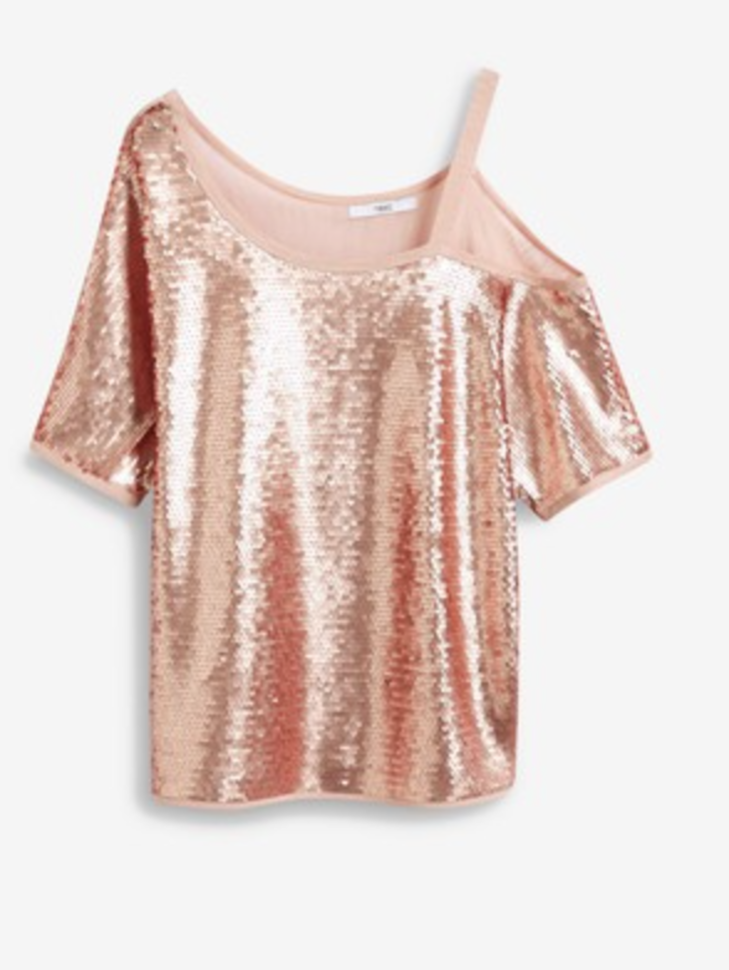 BRAND NEW - NEXT - Blush Sequin One Shoulder Top SIZE 14 RRP £35