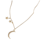 BRAND NEW SEALED LADIES ROSE GOLD TONE, STAR AND MOON PENDENT/NECKLACE (21)