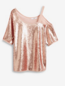 BRAND NEW - NEXT - Blush Sequin One Shoulder Top SIZE 16 RRP £10