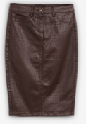 BRAND NEW - NEXT - Chocolate Croc Effect Coated Denim Pencil Skirt SIZE 16 RRP £26