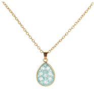 BRAND NEW SEALED LADIES GOLD TONE NECKLACE WITH BLUE CRYSTAL NECKLACE (34)