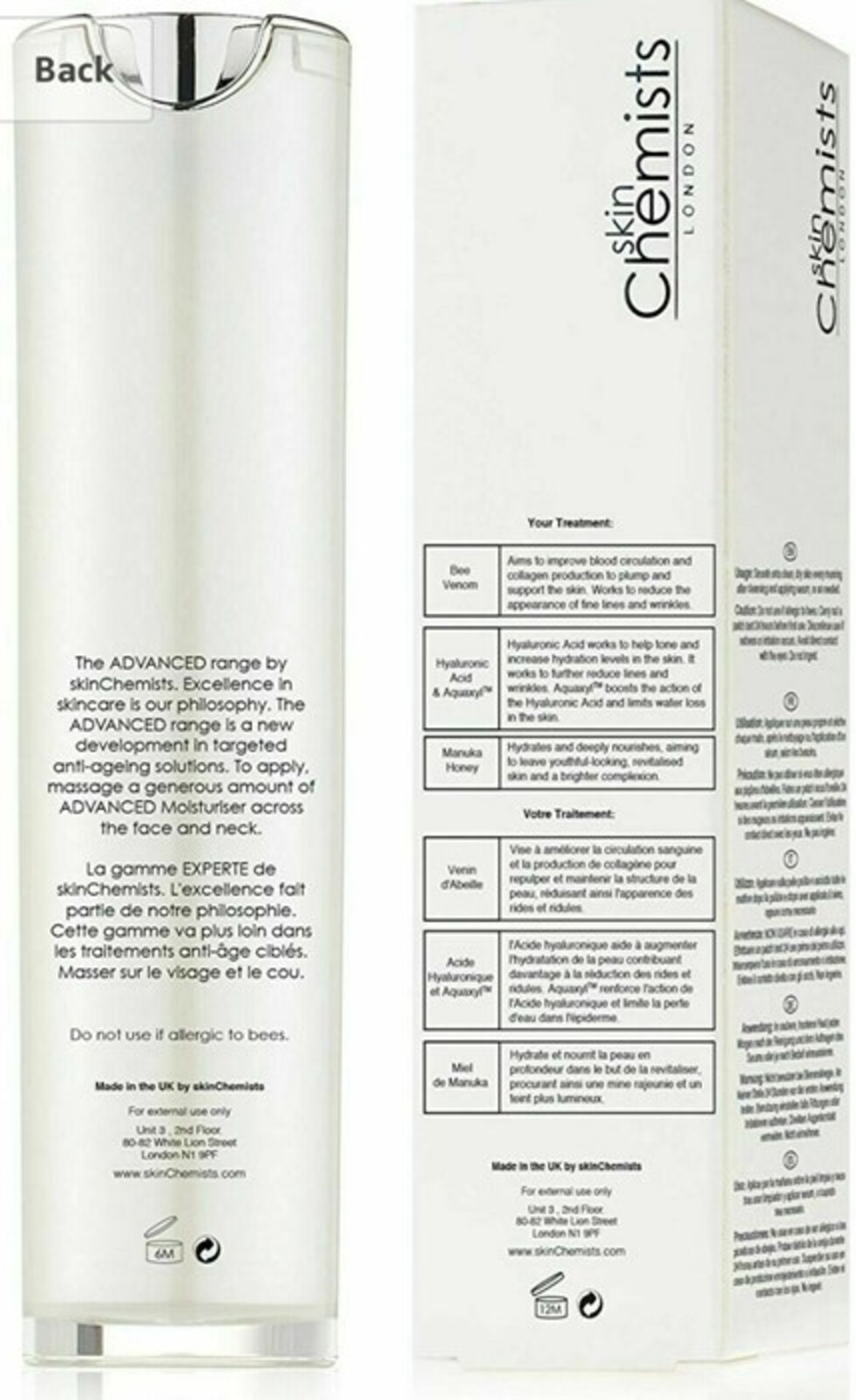 Boxed Brand New, Skin Chemist London Advanced Bee Venom Duo Moisturiser 50ml Best Treatment £79 - Image 3 of 3