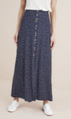 BRAND NEW - NEXT - Navy Spot Maxi Button Skirt SIZE 12P RRP £26