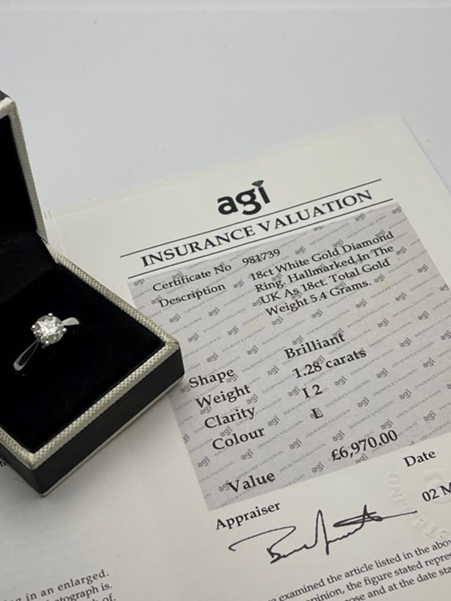 ***£6970.00*** 18CT WHITE GOLD LADIES DIAMOND SOLITAIRE RING, 1.28CT - Image 2 of 2