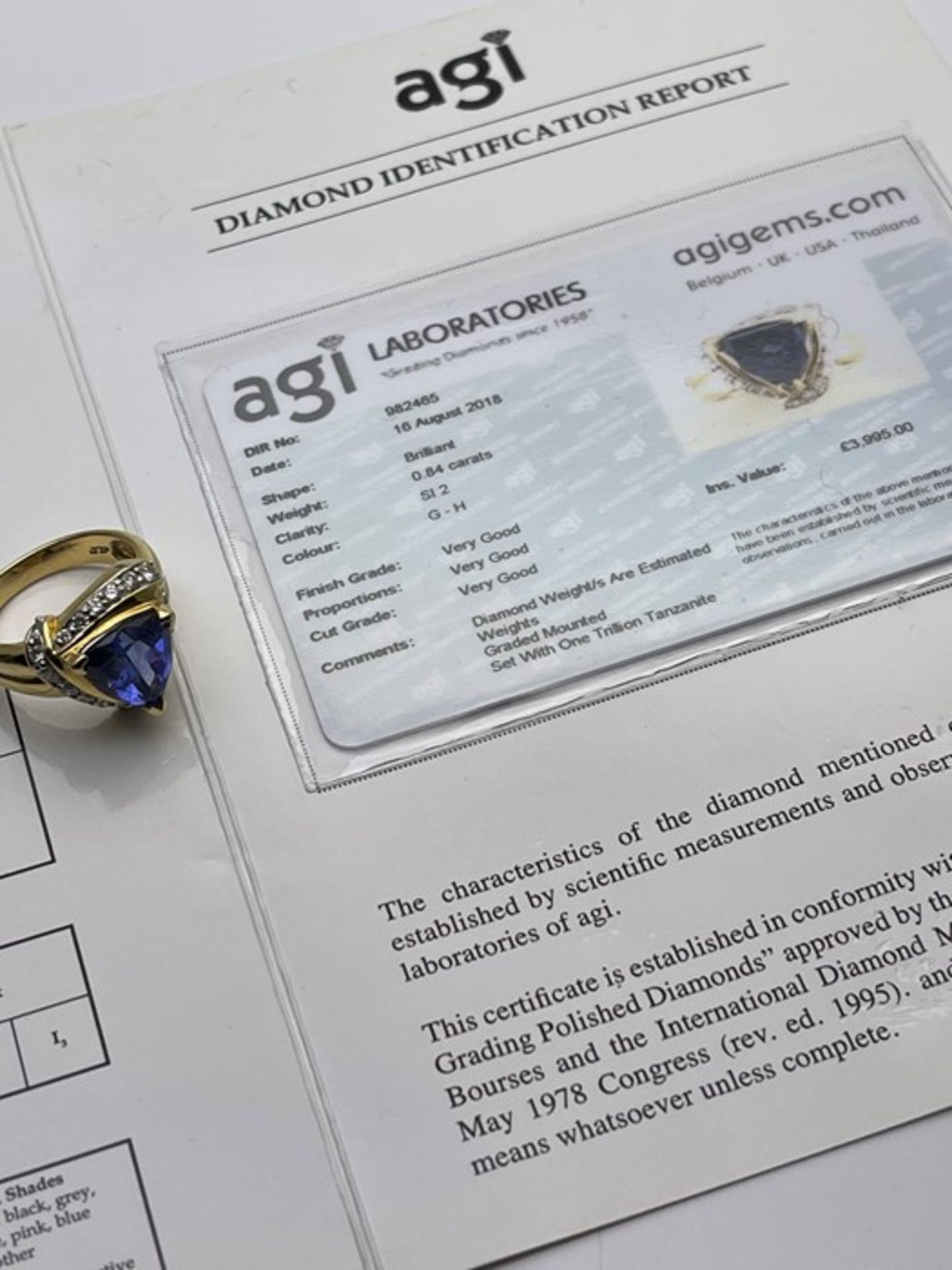 ***£3995.00*** 18CT YELLOW GOLD TANZANITE AND DIAMOND RING - Image 3 of 3