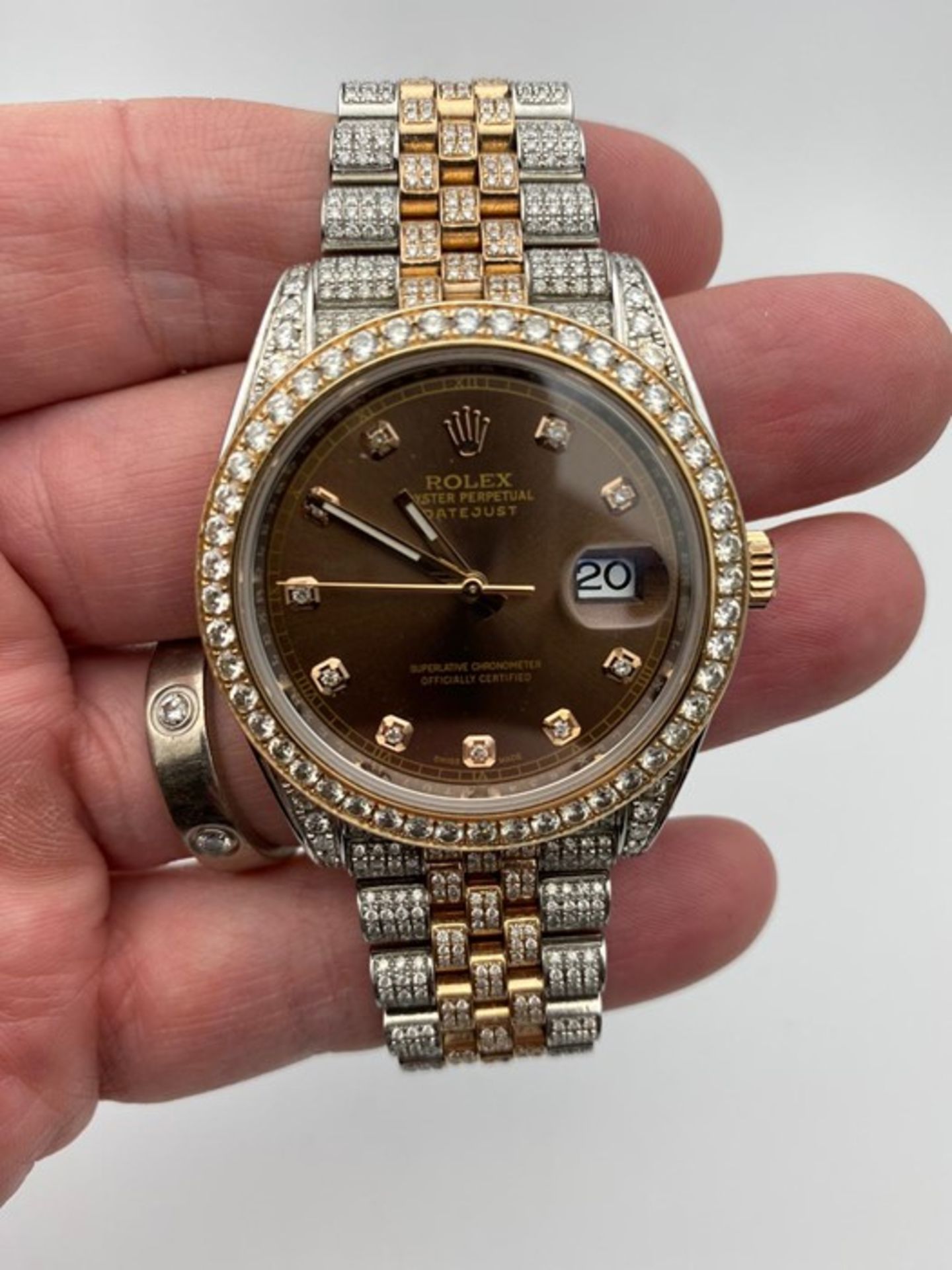 ROLEX DATEJUST GENTS DIAMOND ENCRUSTED, BIMETAL 18CT GOLD AND STAINLESS STEEL - Image 5 of 6