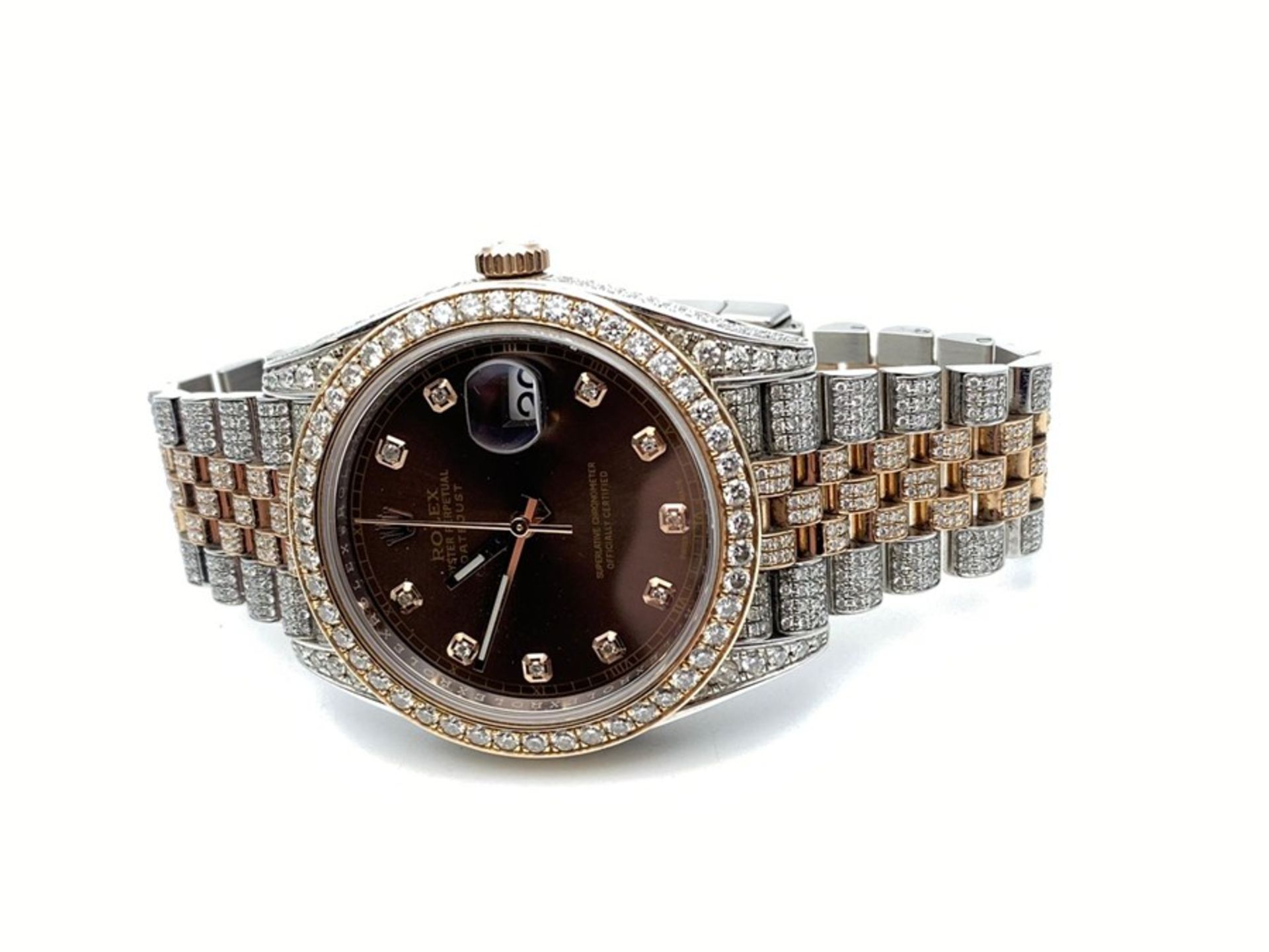 ROLEX DATEJUST GENTS DIAMOND ENCRUSTED, BIMETAL 18CT GOLD AND STAINLESS STEEL - Image 4 of 6