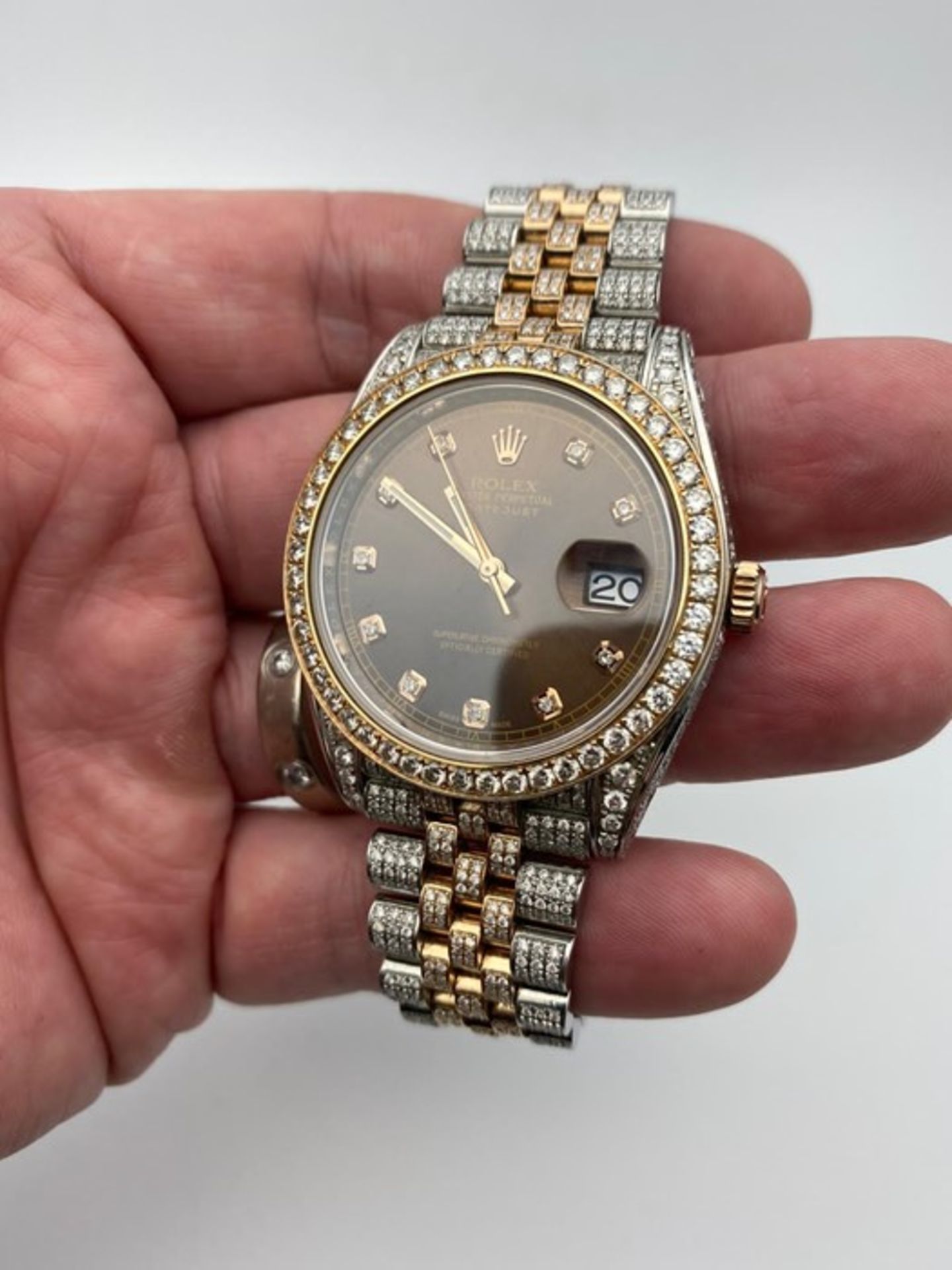 ROLEX DATEJUST GENTS DIAMOND ENCRUSTED, BIMETAL 18CT GOLD AND STAINLESS STEEL - Image 6 of 6