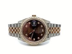 ROLEX DATEJUST GENTS DIAMOND ENCRUSTED, BIMETAL 18CT GOLD AND STAINLESS STEEL