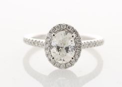 18ct White Gold Single Stone With Halo Setting Ring Valued by IDGGI £15,000.00