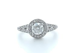 18ct White Gold Single Stone With Halo Setting Ring Valued by IDI £16,000.00