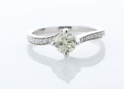 18ct White Gold Single Stone with Diamond set Shoulders Ring Valued by GIE £11,795.00