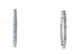 18ct White Gold Diamond Hoop Earrings 2.23 Carats - Valued by IDI £10,500.00