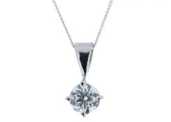 18ct White Gold Single Stone Wire Set Diamond Pendant Valued by GIE £15,912.00