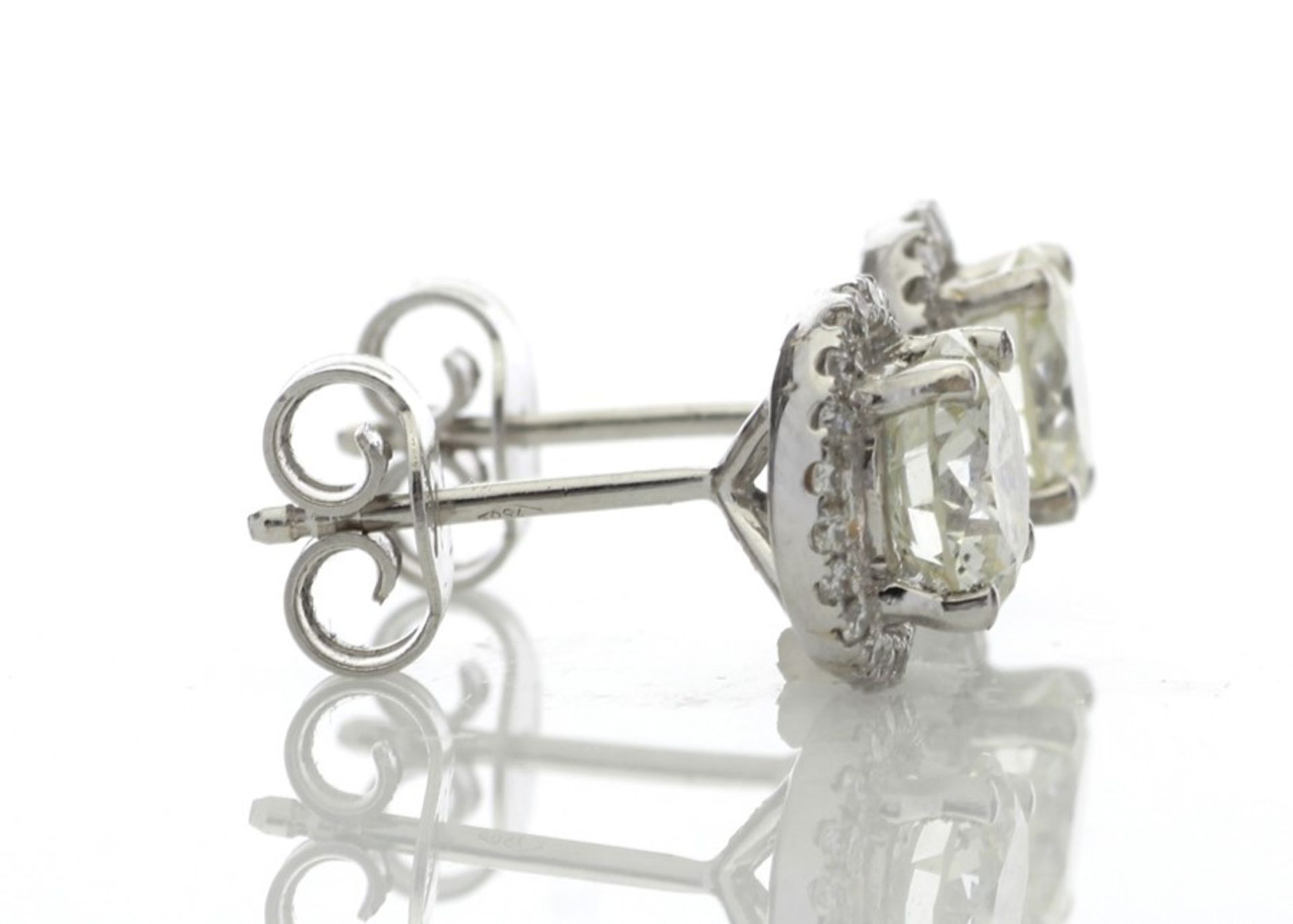 18ct White Gold Single Stone Halo Set Earrings Valued by GIE £86,345.00 - Image 4 of 4