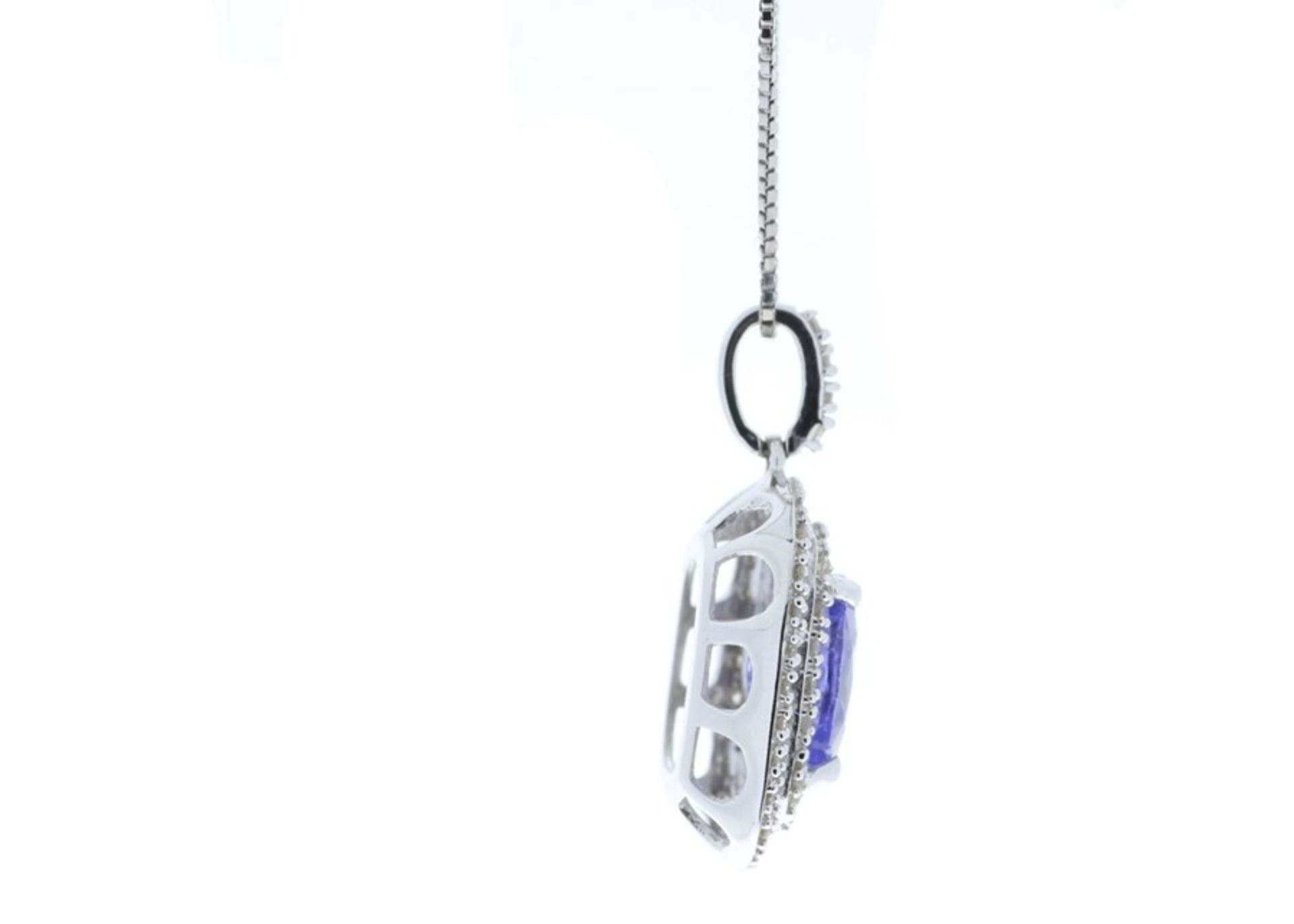 9ct White Gold Oval Tanzanite And Diamond Cluster Pendant 0.28 Carats - Valued by GIE £3,395.00 - Image 4 of 6