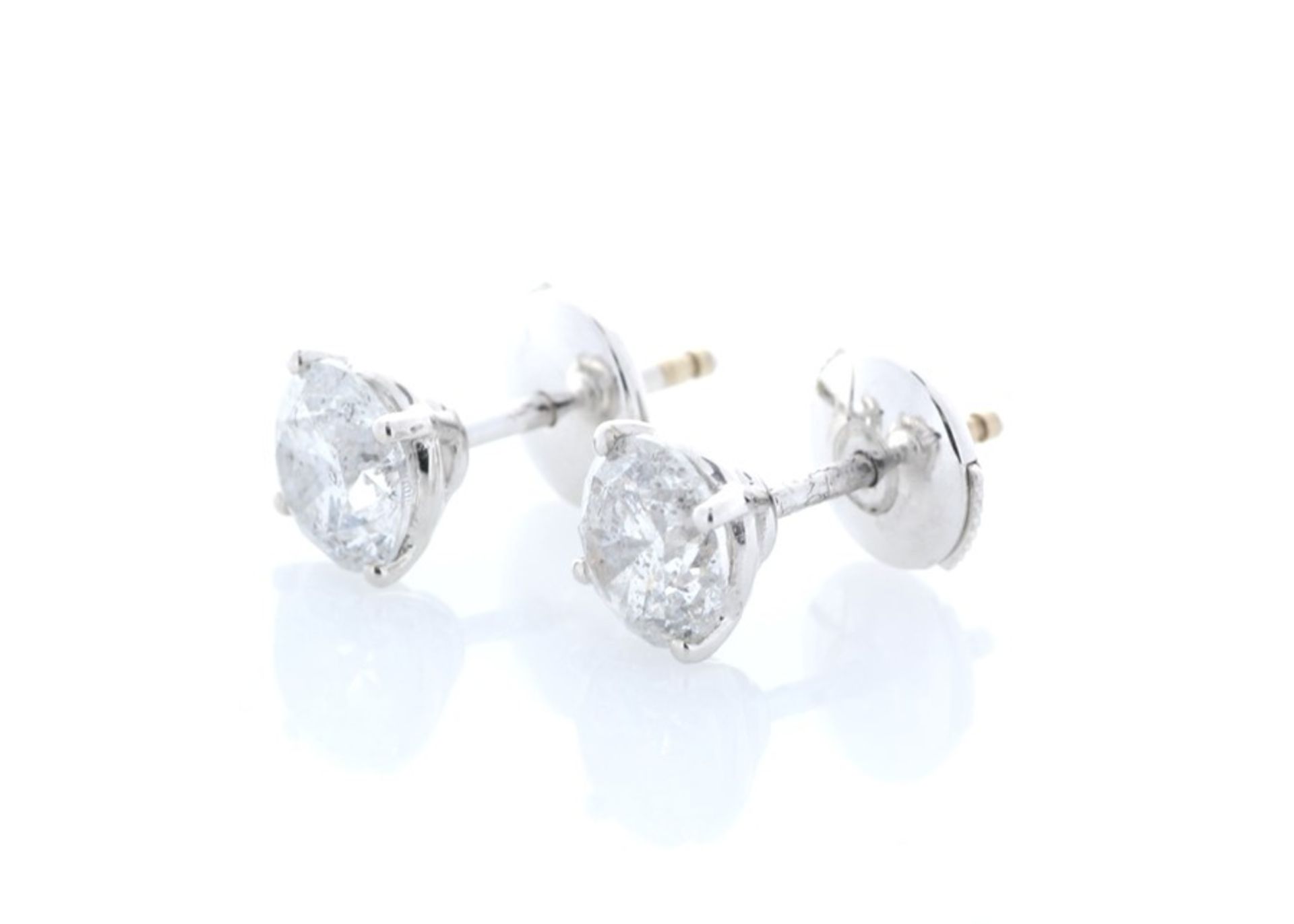 18ct White Gold Single Stone Claw Set Diamond Earrings Valued by GIE £4,889.00 - Image 3 of 4