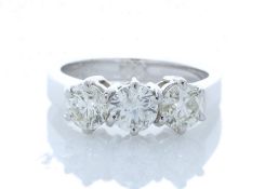 18ct White Gold Three Stone Claw Set Diamond Ring Valued by GIE £14,595.00