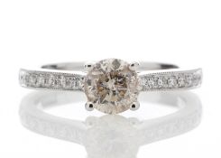 18ct White Gold Single Stone Claw Set Diamond Ring (0.91) 1.09 Carats - Valued by GIE £6,724.00