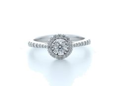 18ct White Gold Single Stone With Halo Setting Ring Valued by IDI £3,500.00