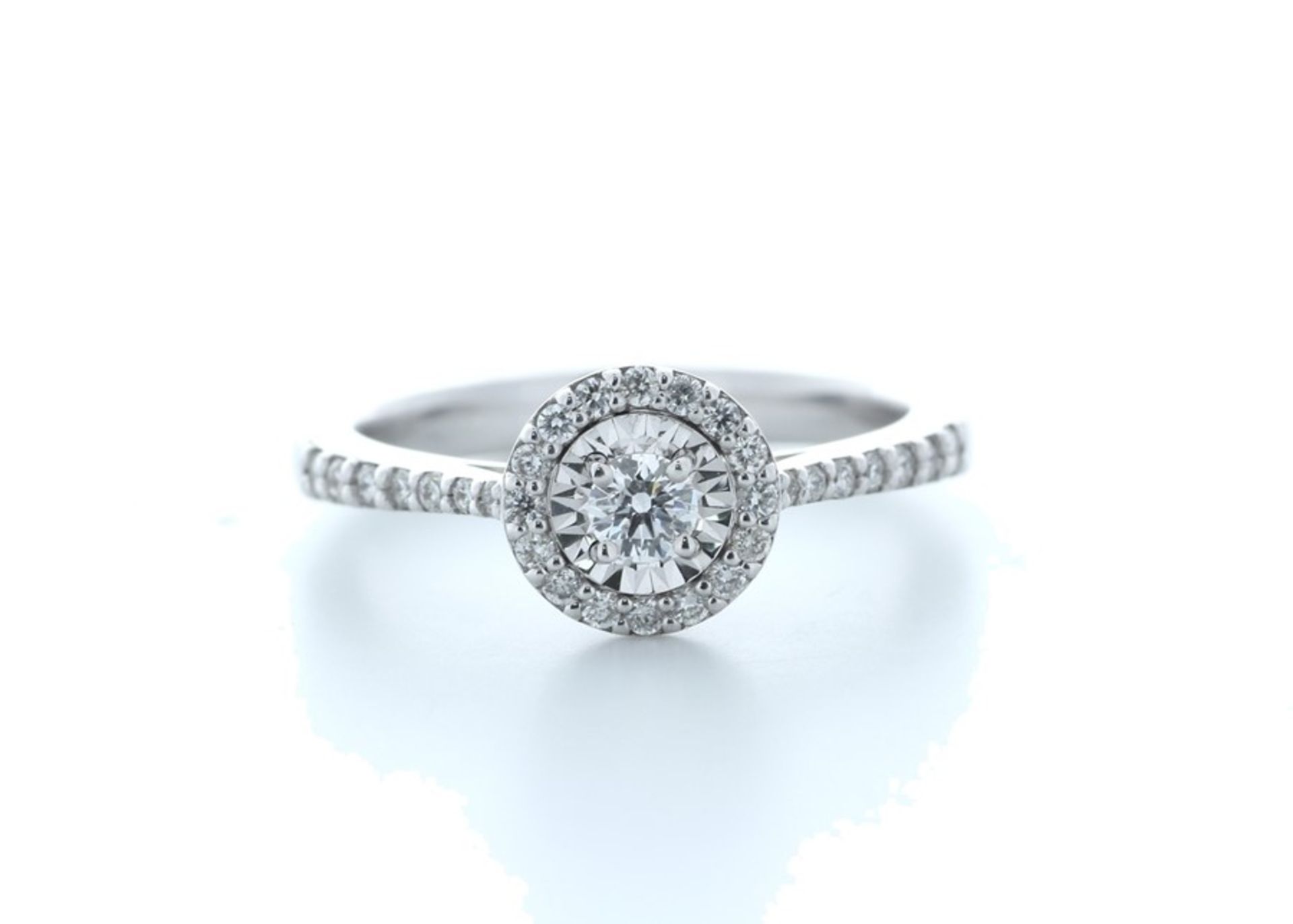 18ct White Gold Single Stone With Halo Setting Ring Valued by IDI £3,500.00