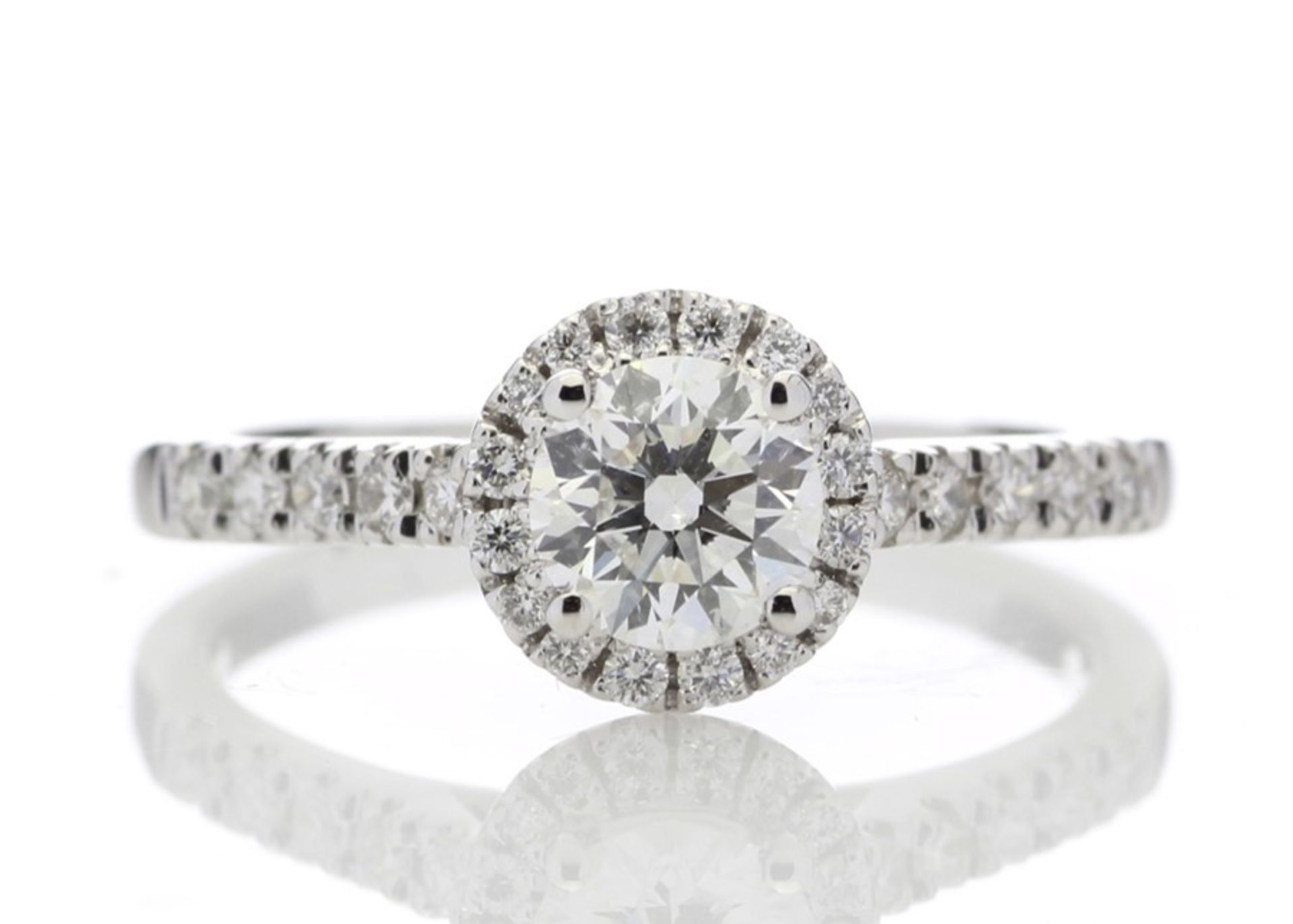 18ct White Gold Single Stone Halo Diamond Ring (0.50) 0.70 Carats - Valued by GIE £13,250.00