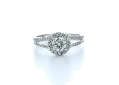 18ct White Gold Single Stone With Halo Setting Ring Valued by IDI £4,950.00