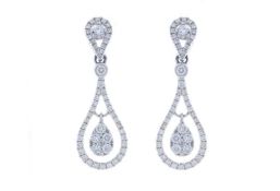 18ct White Gold Diamond Drop Earring 1.00 Carats - Valued by GIE £15,000.00