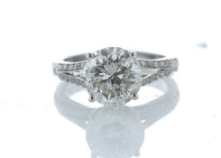 18ct White Gold Single Stone Prong Set With Stone Set Shoulders Diamond Ring 3.56 Carats - Valued by